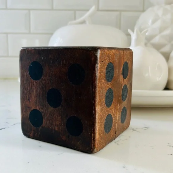 Crate&barrel Rustic Oversized Wooden Dice - Picture 1 of 16